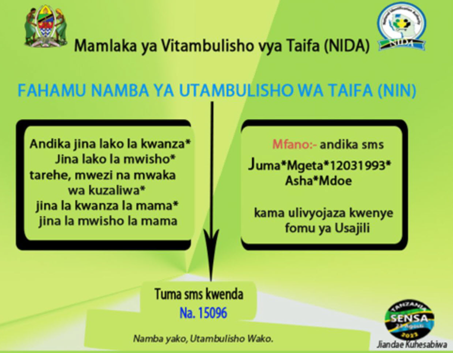 Jinsi ya kupata namba ya NIDA kwa SMS