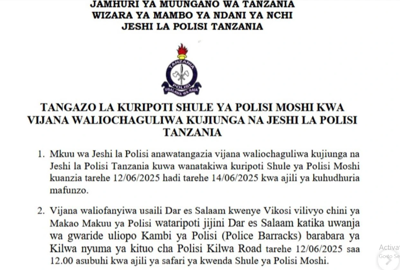 Majina ya Waliochaguliwa Kujiunga Jeshi la Polisi 2025