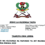 Tarehe ya Kuripoti Makambini JKT kwa Mujibu wa Sheria 2025