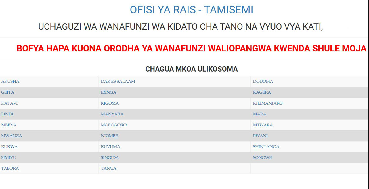 Majina ya Waliochaguliwa Kidato cha Tano 2025
