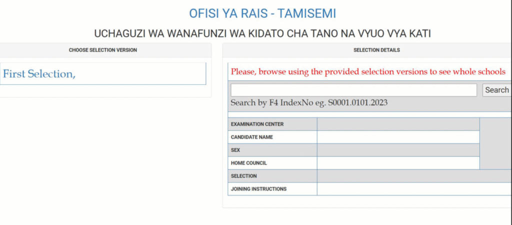 Waliochaguliwa Kidato cha Tano na Vyuo vya Kati 2025